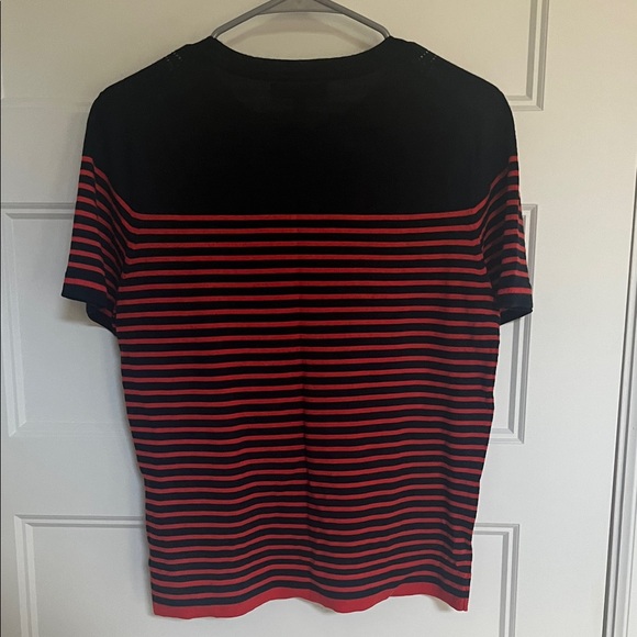 Banana Republic Merino Black and Red Striped Tee - Picture 7 of 9